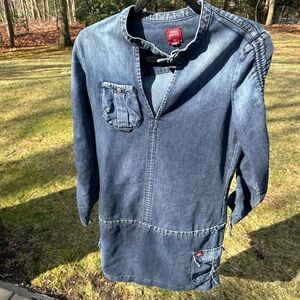 Miss Sixty Denim Long Sleeve Cargo Mini Dress